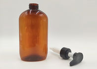 350ml Flat Shape Amber Color Plastic Cosmetic Bottles For Shampoo With Lotion Pump