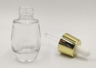 1oz 30ml Clear Dropper Bottles , Glass Lotion Bottles Golden / Silver Cap