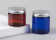 Amber Blue Green Color Transparent PET Plastic Jar With Sliver Aluminum Cap