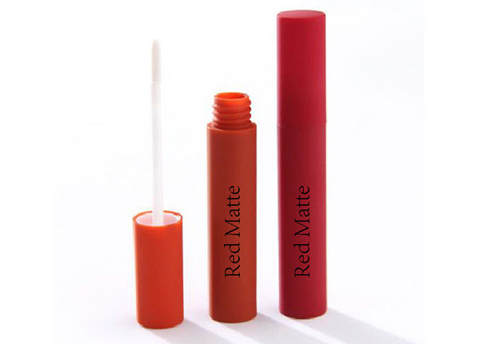 Red Matte Color 5ml Empty Lip Gloss Containers Cylinder Shape Easy To Carry