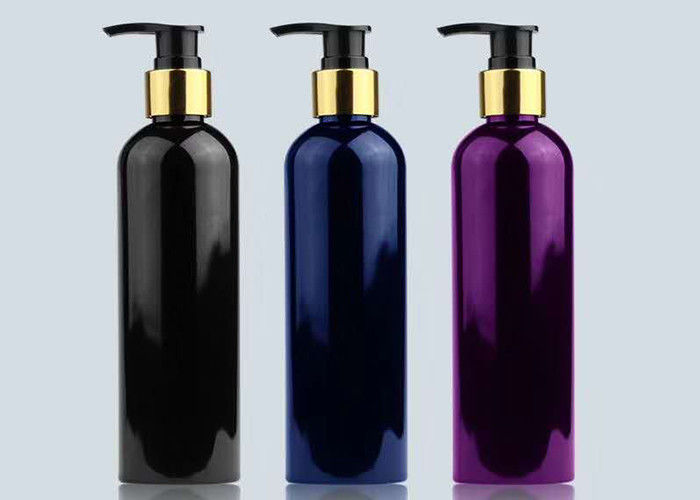 250ml Capacity Black PET Plastic Bottle Cosmetic Packaging With Lotion Pump