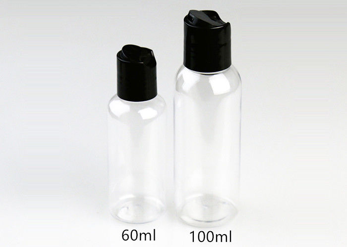 60ml / 100ml Clear PET Bottle , Cosmetic Plastic Bottles With Press Cap