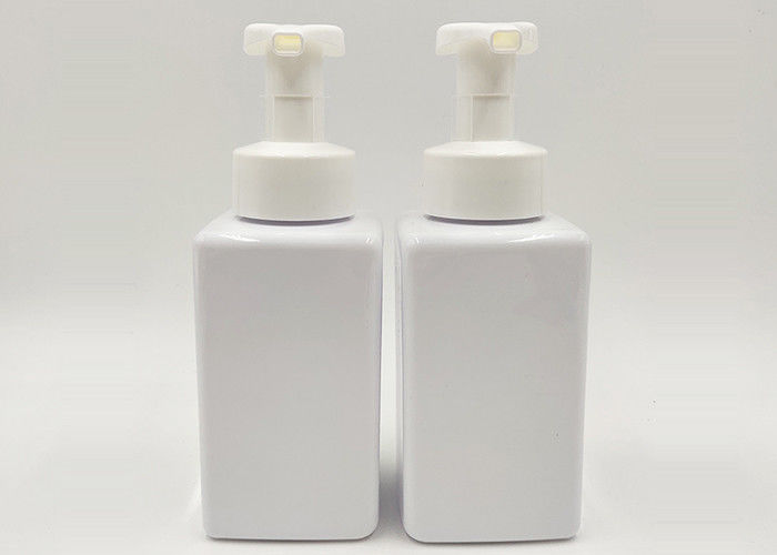 250ml Foam Pump PET Cosmetic Bottle Square Shape 32 / 28mm Sealing Type