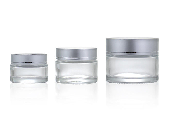 Clear 20ml 50ml Glass Cosmetic Cream Jar With Silver Cap