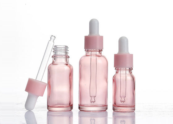 15ml 30ml Pink Translucent Glass Dropper Bottle For Essential Oil Customized